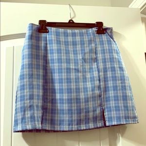 A blue plaid skirt